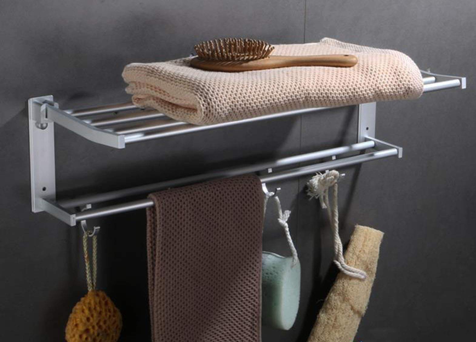 Stainless Steel Double Towel Bar - 38.5cm Wall Mounted Bathroom Towel Rack with Ample Space, SUS 304 Rustproof Design (Silver) - Perfect for Spa, Guest Bathrooms & Luxury Home Decor