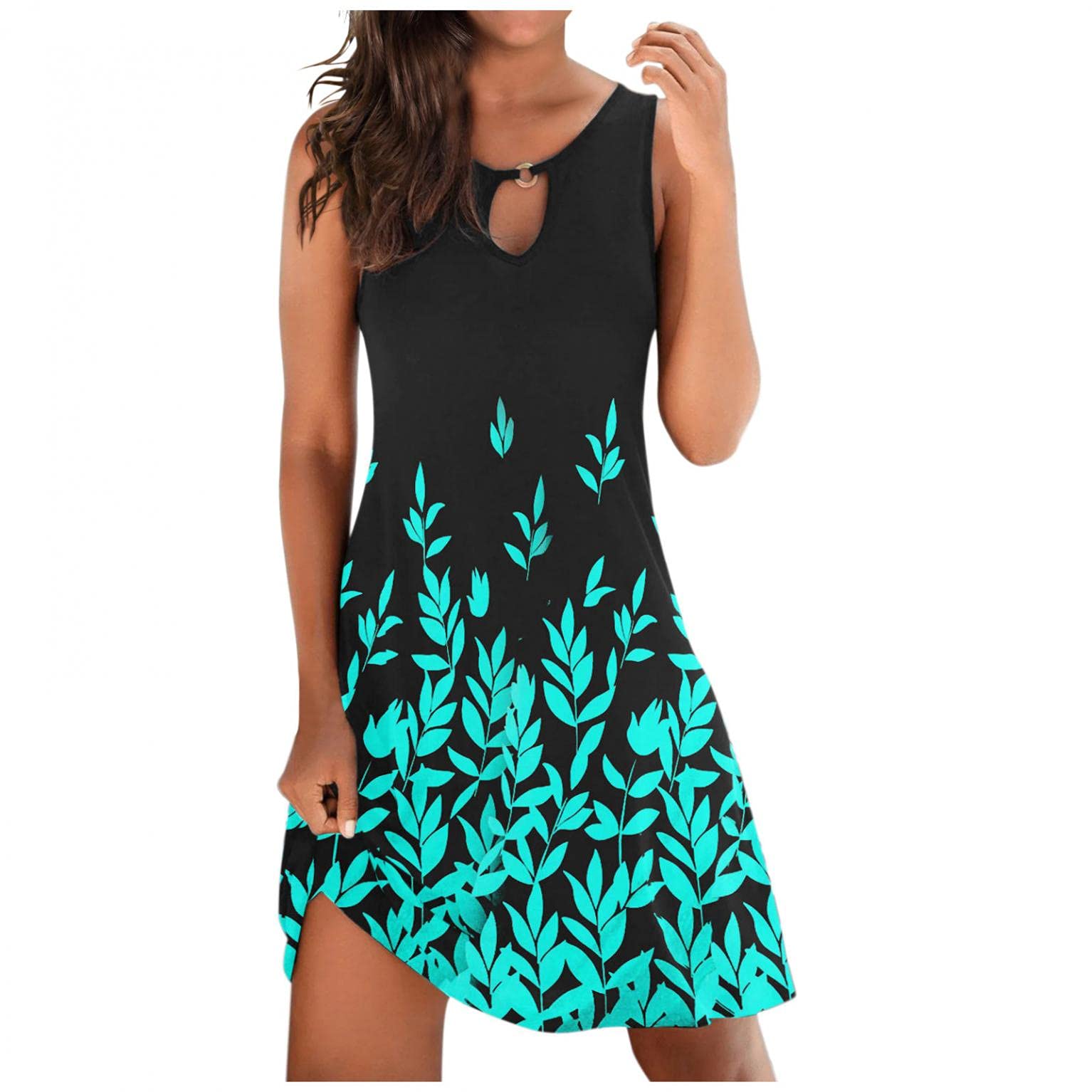 FABIURT Women's Casual Summer Dresses - Striped Printed Sleeveless Tank Mini Sundress, Boho Style for Beach, Vacation & Everyday Wear