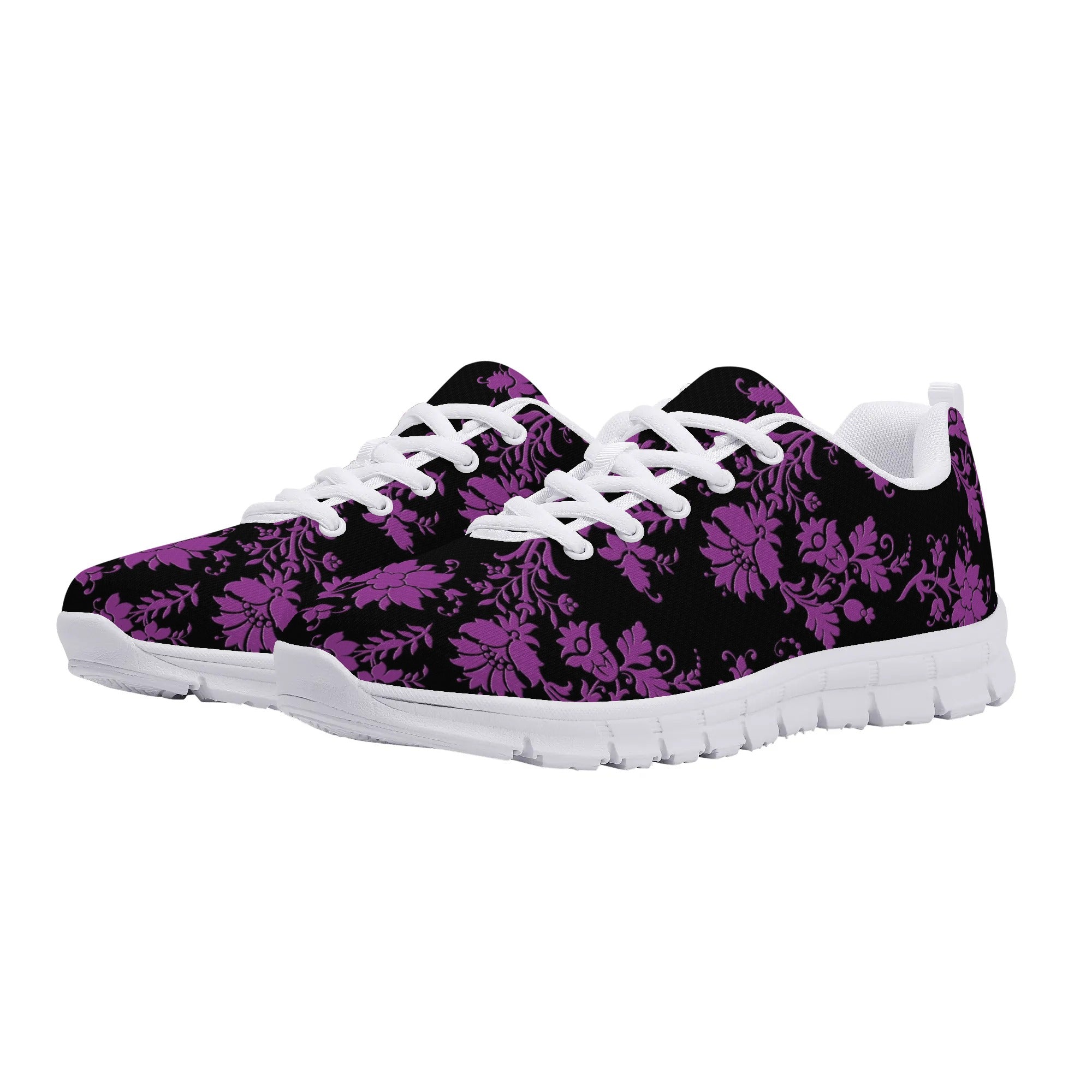 Gothic Purple Floral EVA Mesh Running Shoes for Women - Lightweight Breathable Sneakers for Jogging, Gym Workouts & Casual Wear