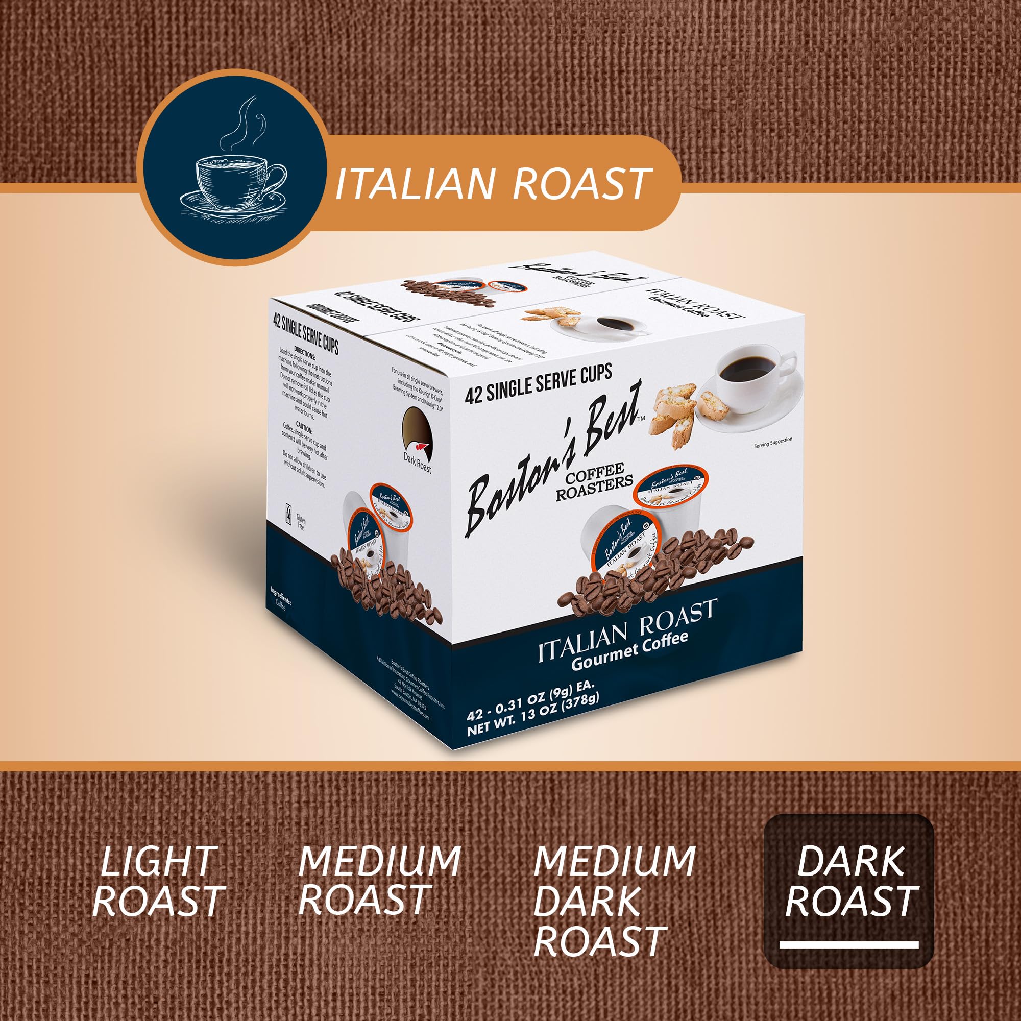 Boston’s Best Italian Roast Coffee – Bold Dark Roast Gourmet K-Cup Pods for Keurig (42 Single Serve Cups) – Perfect for Home, Office & Morning Brews