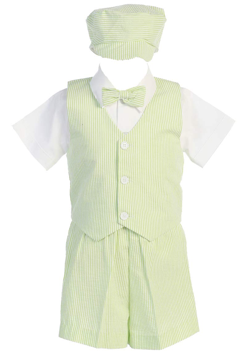 5-Piece Boys' Easter & Spring Outfit - Striped Cotton Seersucker Vest, Shorts & Hat Set | Toddler Formal Wear, Holiday Photo Outfits, Church & Family Gathering Attire