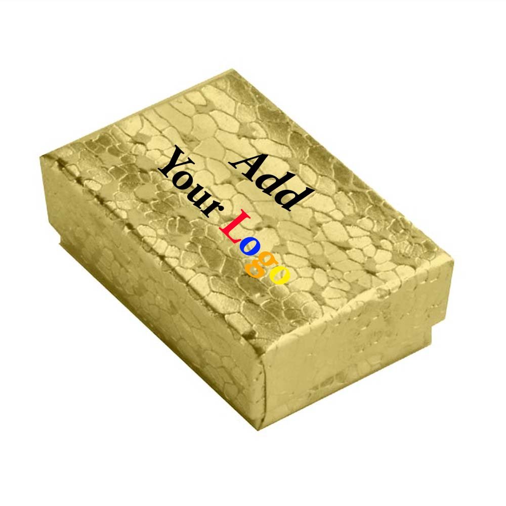 Custom Printed Gold Cotton Filled Gift Boxes - 21 to 100 Pieces per Pack - Perfect for Wedding Favors, Jewelry Packaging & Luxury Gift Boxes