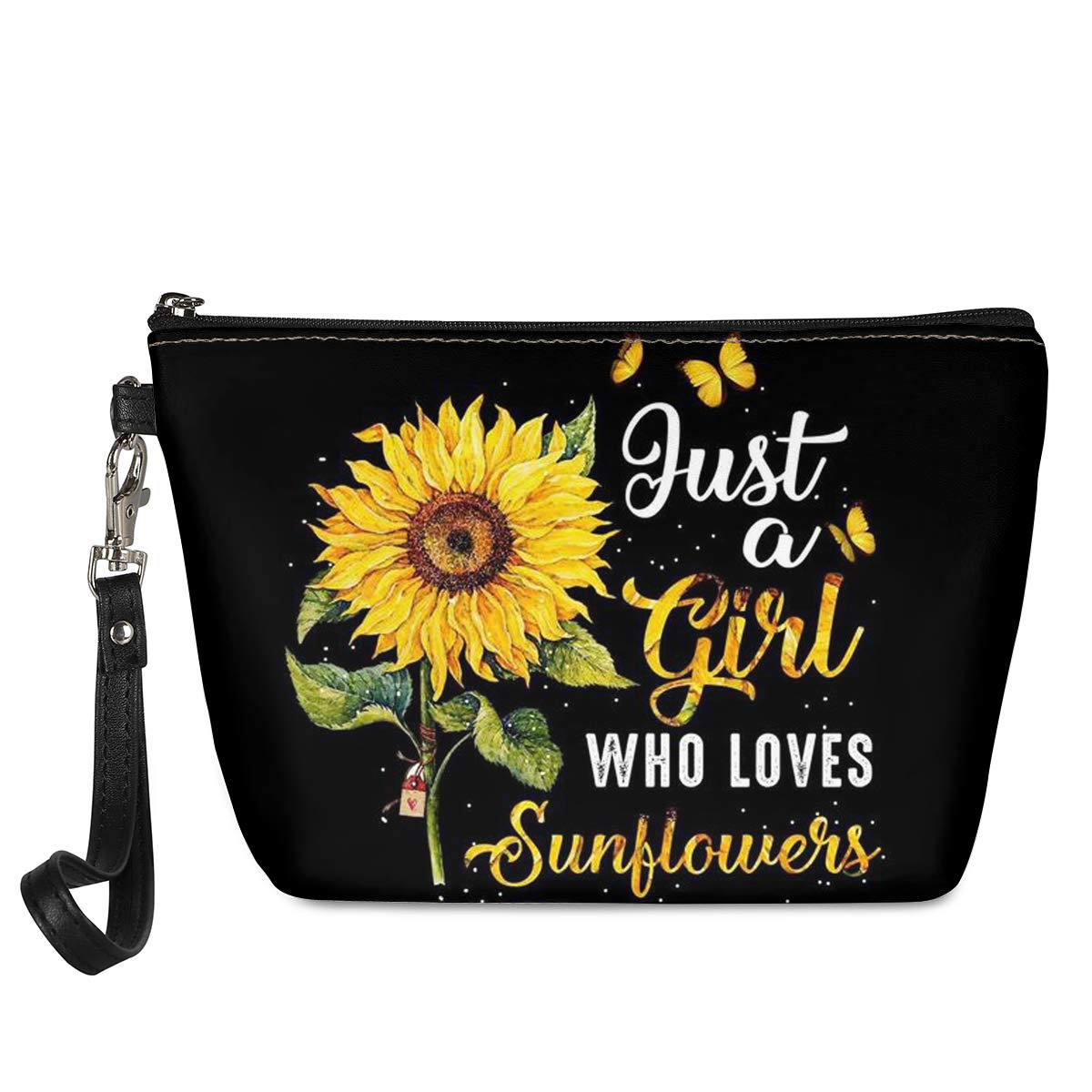 Xhuibop Leather Makeup Bag for Women - Sunflower Cosmetic Pouch with Zipper, Small Purse Organizer for Cosmetics & Pencils | Perfect Gift for Sunflower Lovers, Travel & Everyday Use