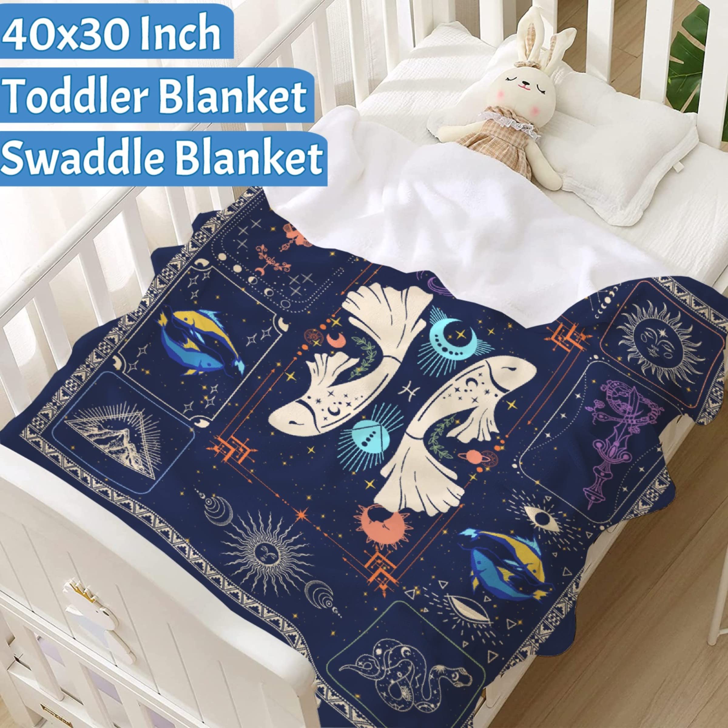 Pisces Zodiac Sign Soft Micro Fleece Plaid Patchwork Blanket - Dual-Sided Lightweight Throw for Couch, Sofa, Bed & Travel - 120x90 Inch Cozy Blanket for Home, Office & Outdoor Use - Perfect Gift for Family & Friends