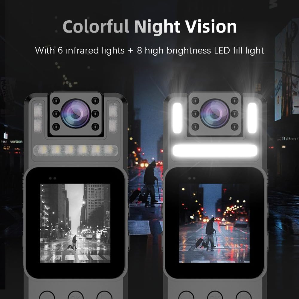 4K Mini Body Camera with Audio & Video Recording - Wearable WiFi Camcorder with 180° Rotatable Lens, Night Vision & Warning Lights - Magnetic Clip for Personal Security, Travel Vlogging & Outdoor Adventures