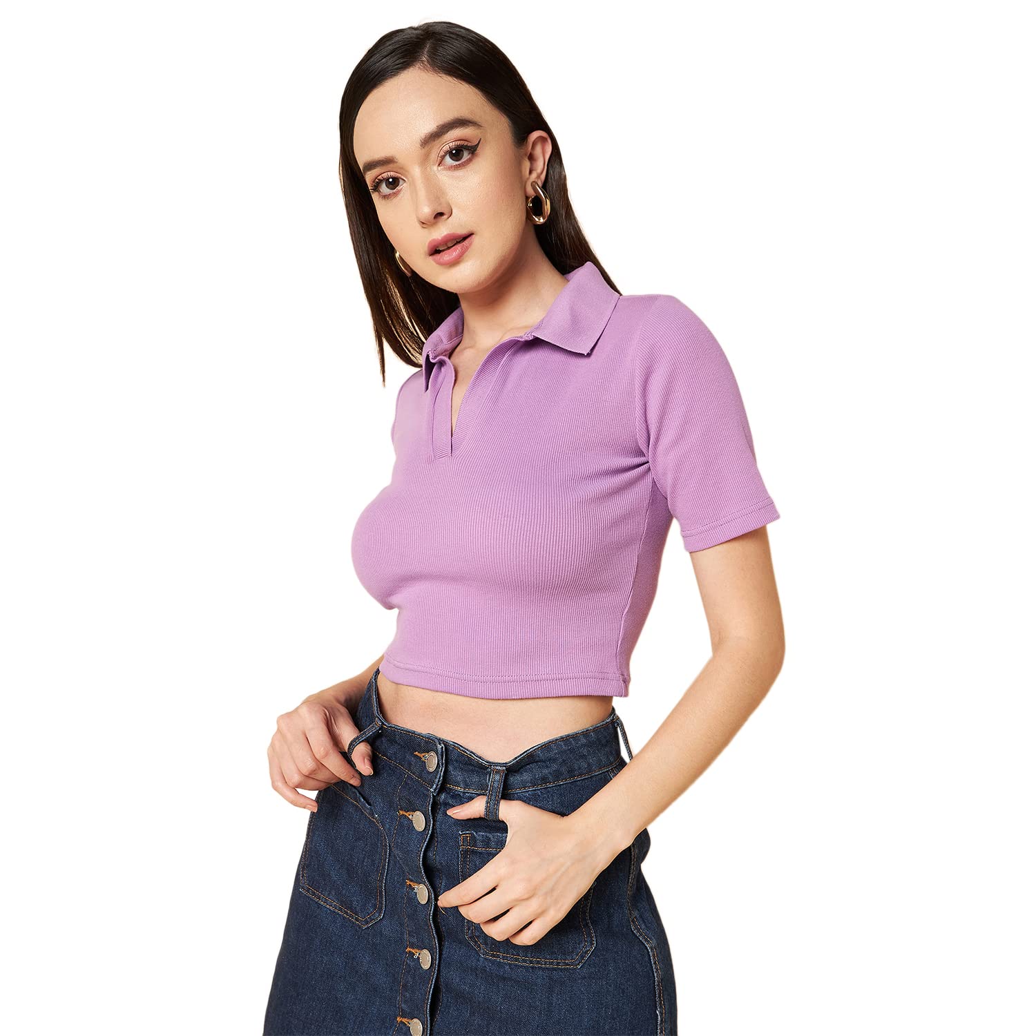 HIGH STAR Women's Solid Color Regular Fit T-Shirts - Comfortable Casual Tees for Everyday Wear, Workouts, and Layering
