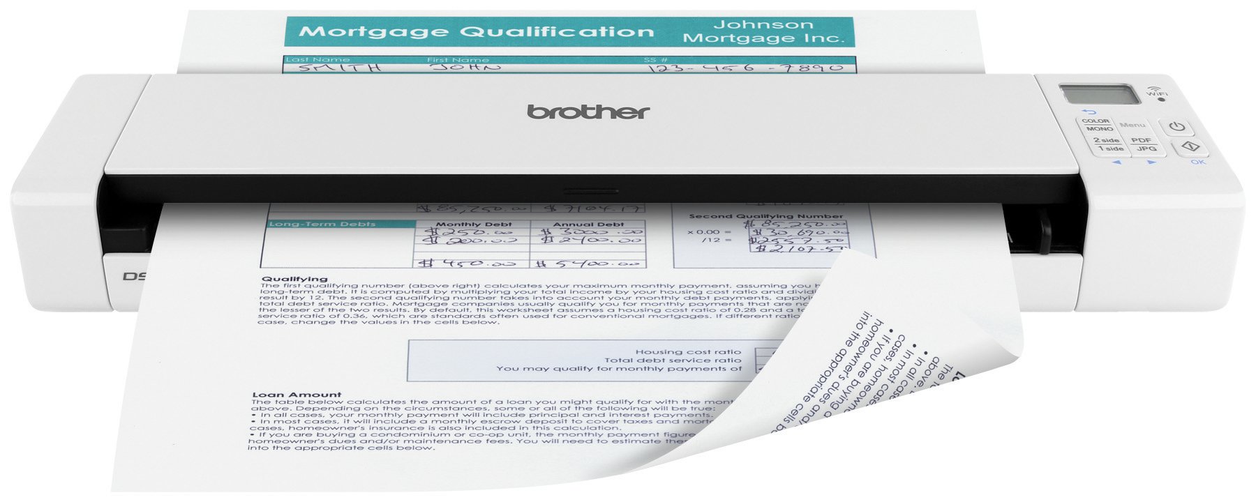 Brother DS-920W Wireless Mobile Color Page Scanner - Fast Scanning, Wi-Fi Transfer, Compact & Lightweight - Perfect for Office Documents, Travel & Home Use
