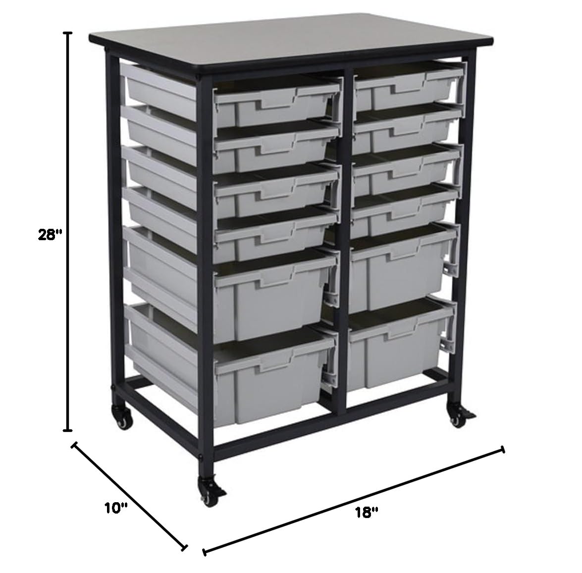 Luxor Double Row Mobile Bin Storage Unit with Small & Large Bins - Organize Home, Office, or Warehouse Shelving Efficiently