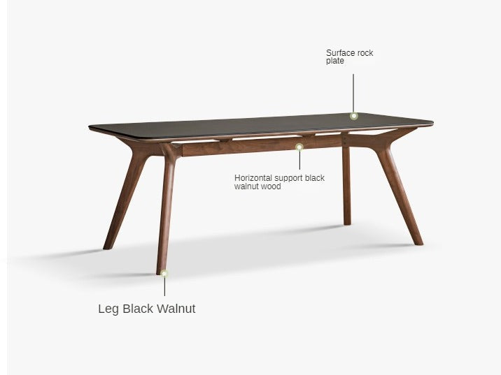 Premium Black Walnut Solid Wood Live Edge Rock Slab Dining Table - Rustic Farmhouse Style for Dining Room, Kitchen, or Outdoor Patio
