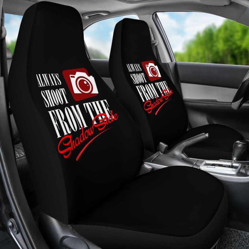 Premium Car Seat Covers for Photographers - Always Shoot From The Shadow Side Design 211101 | Perfect for Road Trips & Photography Enthusiasts