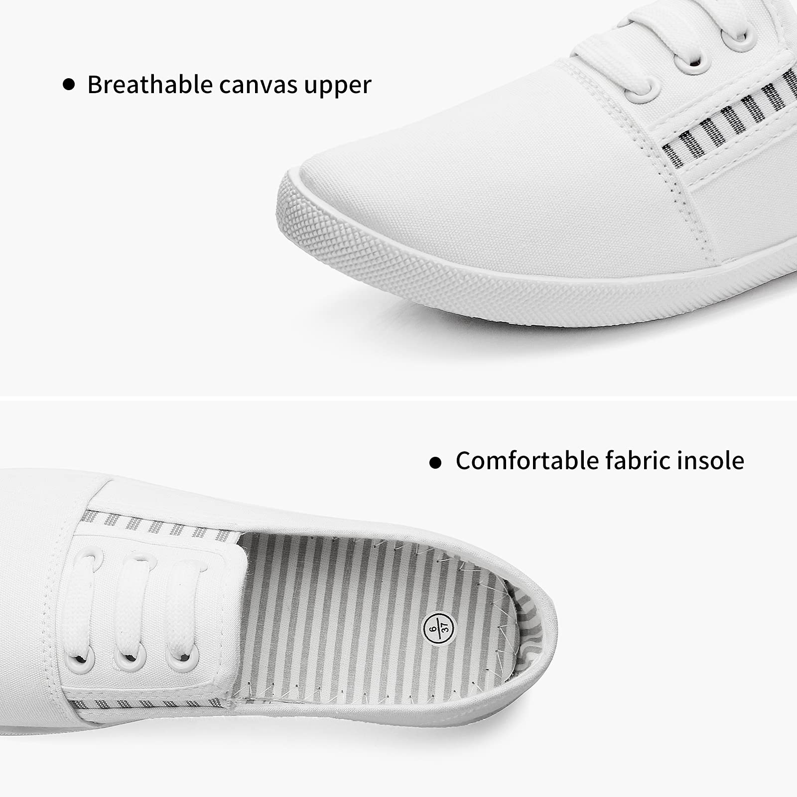 Women's Canvas Slip-On Sneakers - Comfortable Casual Walking Shoes for Women - Non-Slip Flat Dress Shoes & Work Shoes - Perfect for Daily Wear, Office, and Outdoor Activities