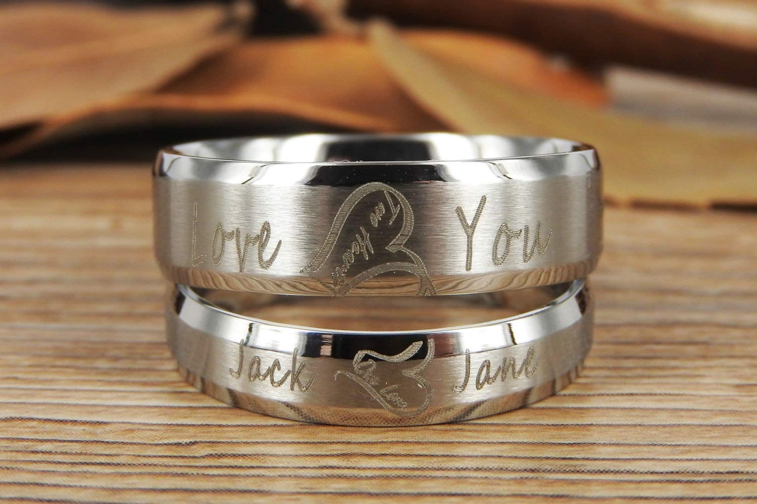 Two Hearts Become One Matching Wedding Rings Set for Couples - His and Her Promise Rings, Engraved Bands for Anniversaries, Proposals & Romantic Gifts