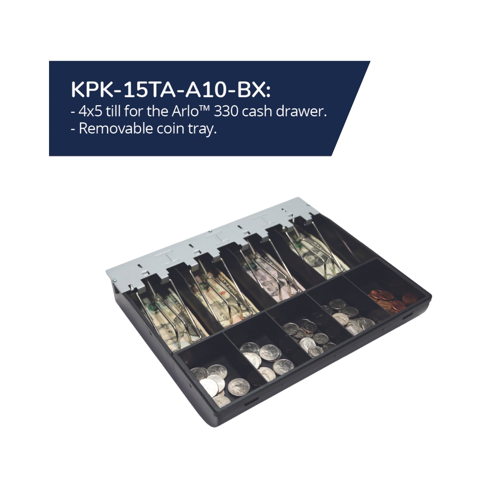 APG Arlo 330 US Currency 4x5 Till Kit - Premium Cash Drawer Organizer for Retail Stores & Small Businesses