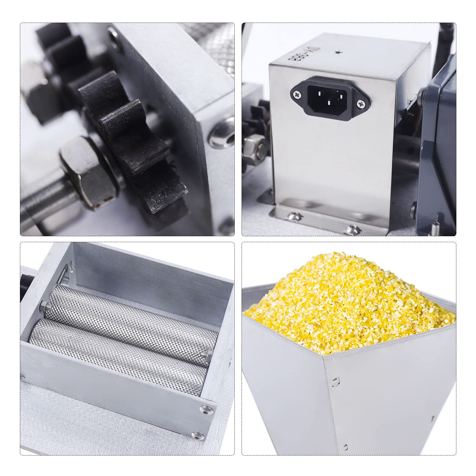 Electric Grain Mill for Home Brewing - Barley Grinder, Malt Crusher, Grain Grinder Machine DY-368 | Perfect for Beer Making, Bread Flour, and Healthy Grain Processing