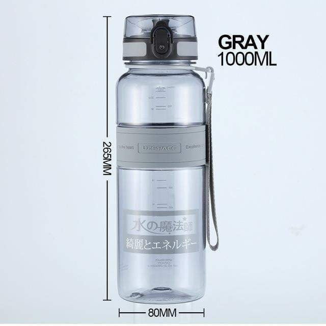 UZSPACE 32oz Gray Water Bottle for Men - BPA Free, Leakproof, Portable Plastic Sports Bottle for Outdoor, Travel, Gym & Hiking - 5 Capacity Reusable Drink Bottle