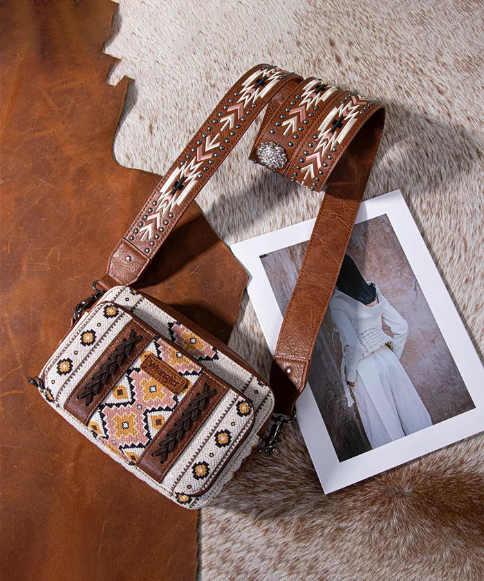 Wrangler Aztec Printed Crossbody Purse - Stylish Boho Shoulder Bag for Women | Perfect for Travel, Shopping & Everyday Use