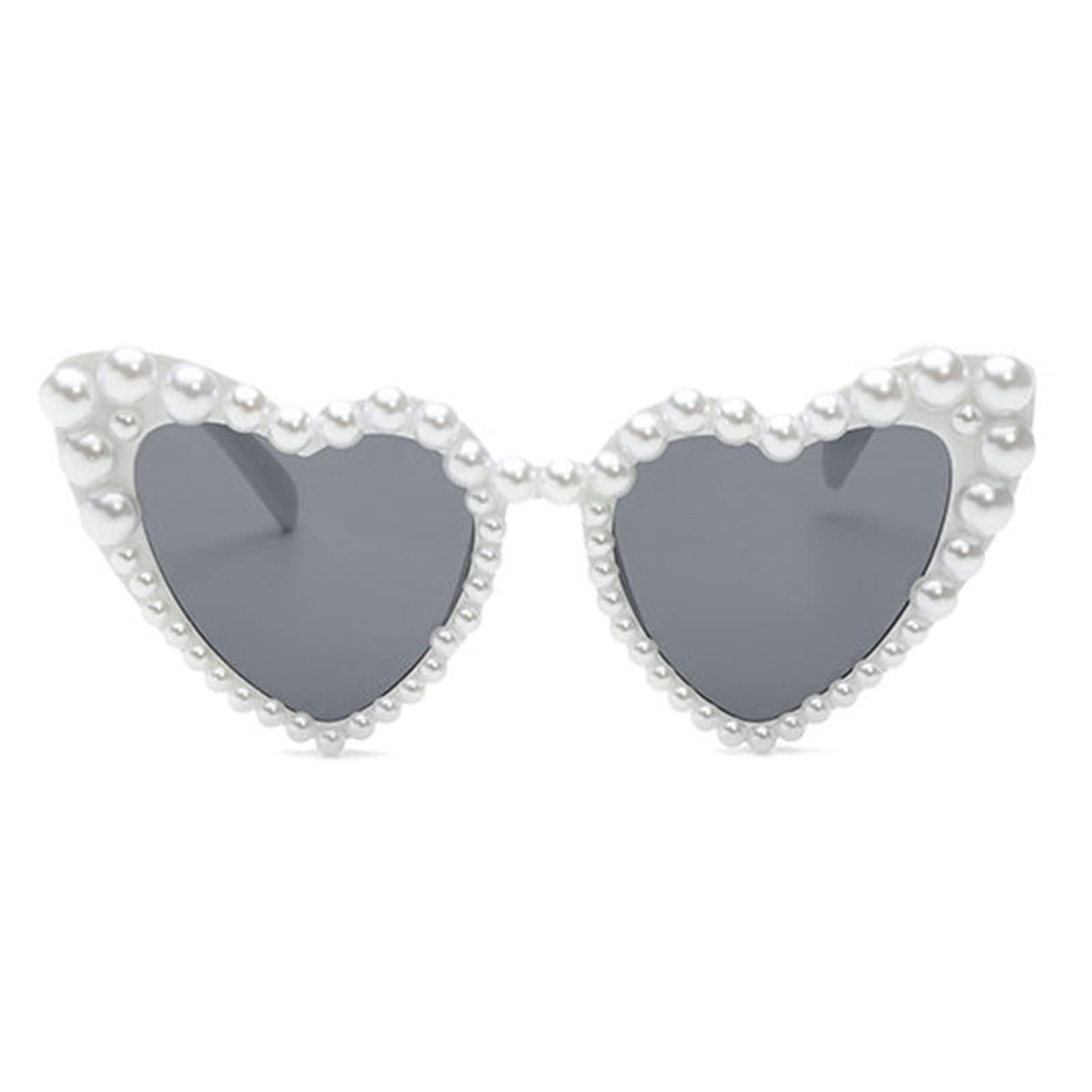 Luxury Heart-Shaped Pearl Sunglasses for Women - Elegant Shimmering Bling Sun Glasses with Fine Detailing | Perfect for Beach, Vacation, and Summer Fashion Accessories
