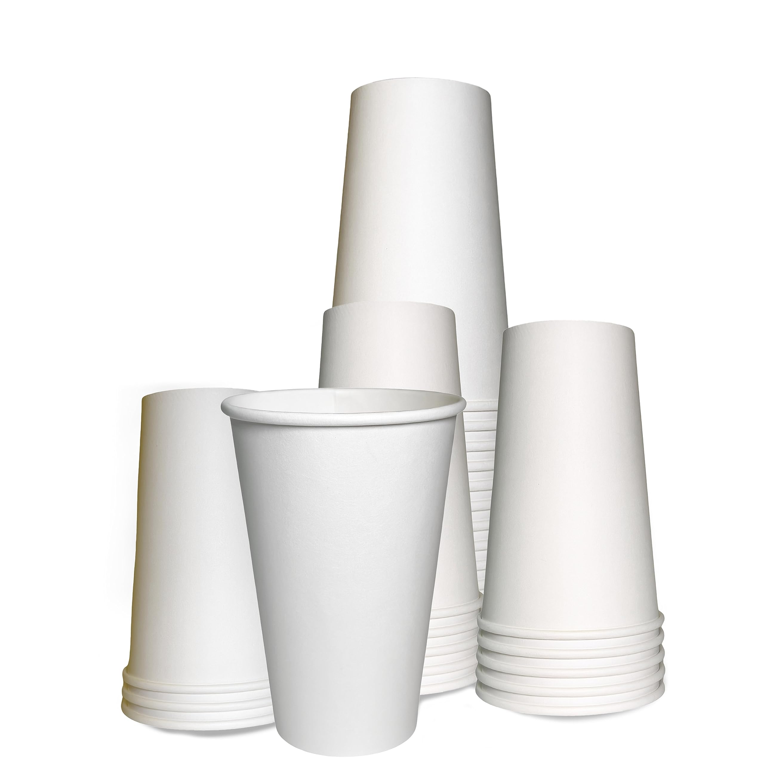 20oz White Disposable Paper Coffee Cups - Extra Large 20 Ounce (500 Pack) for Hot Drinks, Tea, Coffee, Cappuccino, Hot Chocolate - Recyclable & Eco-Friendly - Perfect for Office, Travel, Home & Cafes