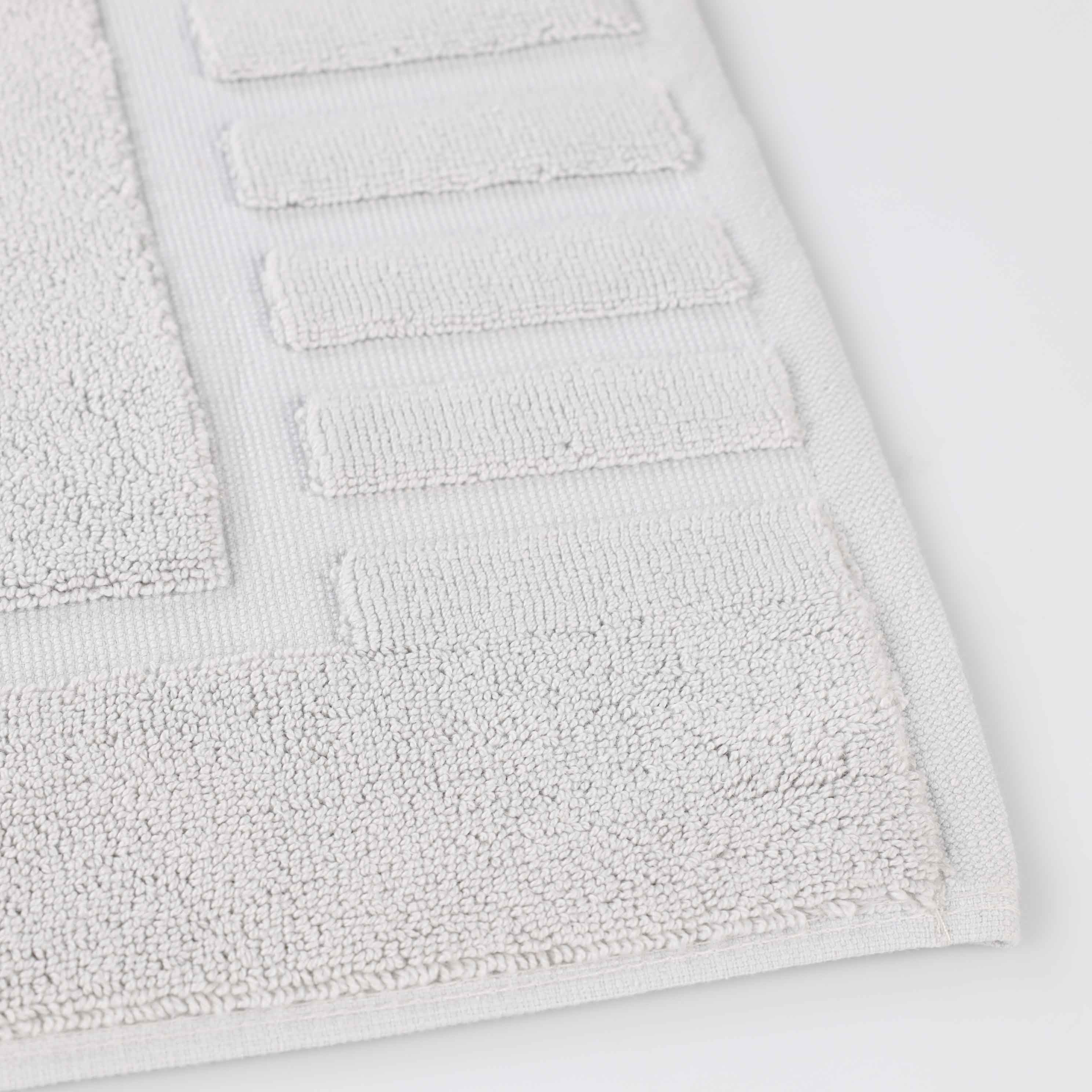 Premium Cotton Modern Geometric Border Absorbent Bath Mat Set of 2 - Non-Slip Soft Bathroom Rug for Bathroom Floor, Shower, Vanity Area - Home Decor Essentials