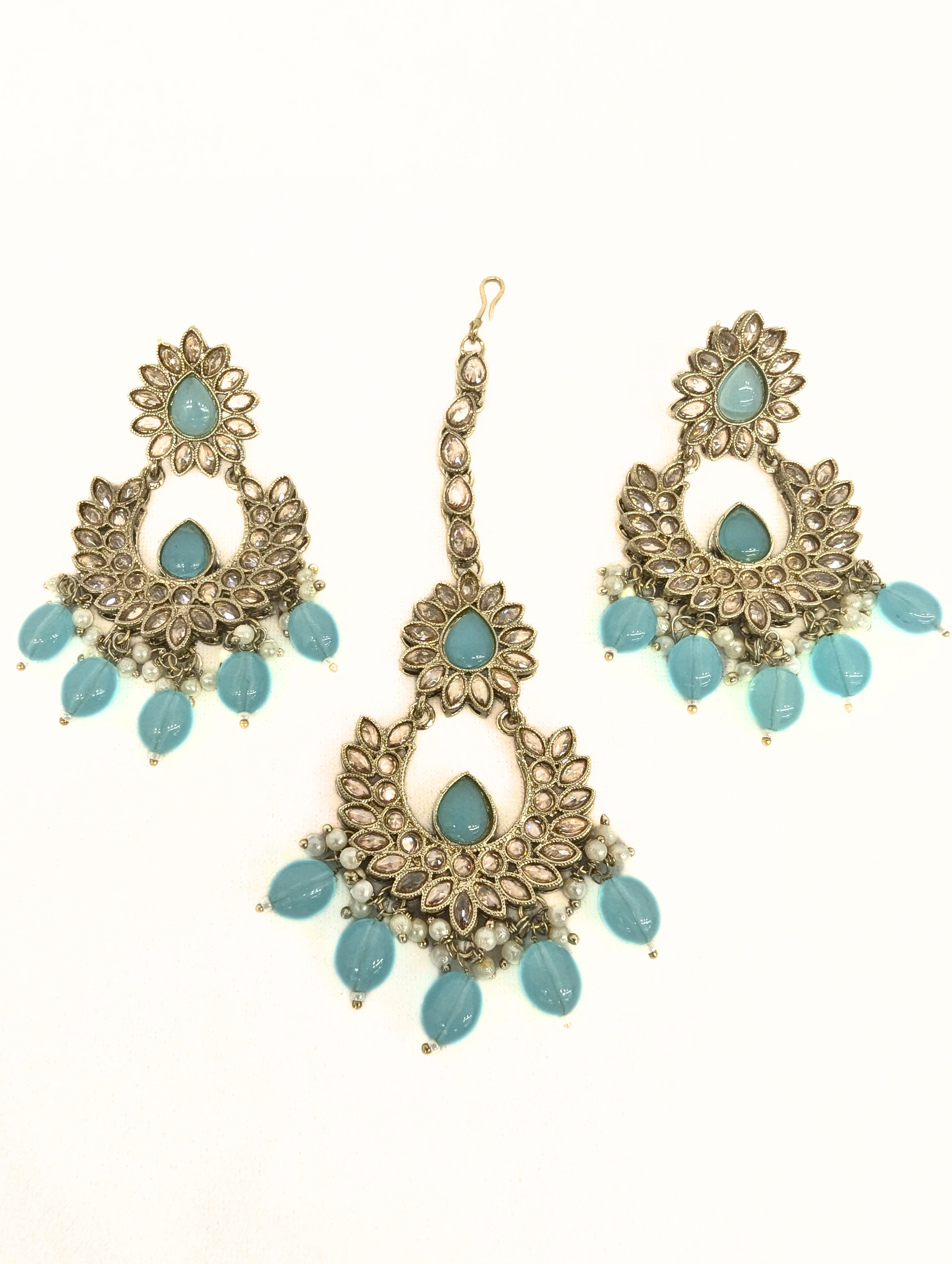 Nandni Polki Earrings and Tikka Set - Traditional Indian Kundan Jewelry for Women - Perfect for Weddings, Parties & Festive Occasions