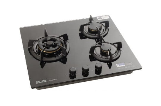 Ellane EH 2800 45cm Stainless Steel Box Hood with Glass Hob - 3 Burner Gas Cooktop with Safety Features for Modern Kitchen | Apple Green Color | Range Hood & Stove Combo for Home Cooking