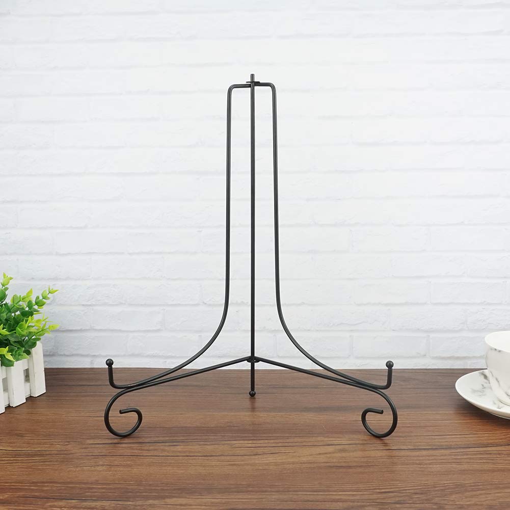 (2 Pack) 15 Inch Large Black Iron Easel Stand - Heavy Duty Plate Display Holder for Picture Frames, Decorative Plates, Tablets & Artwork | Perfect for Home Decor, Gallery Exhibits and Retail Displays
