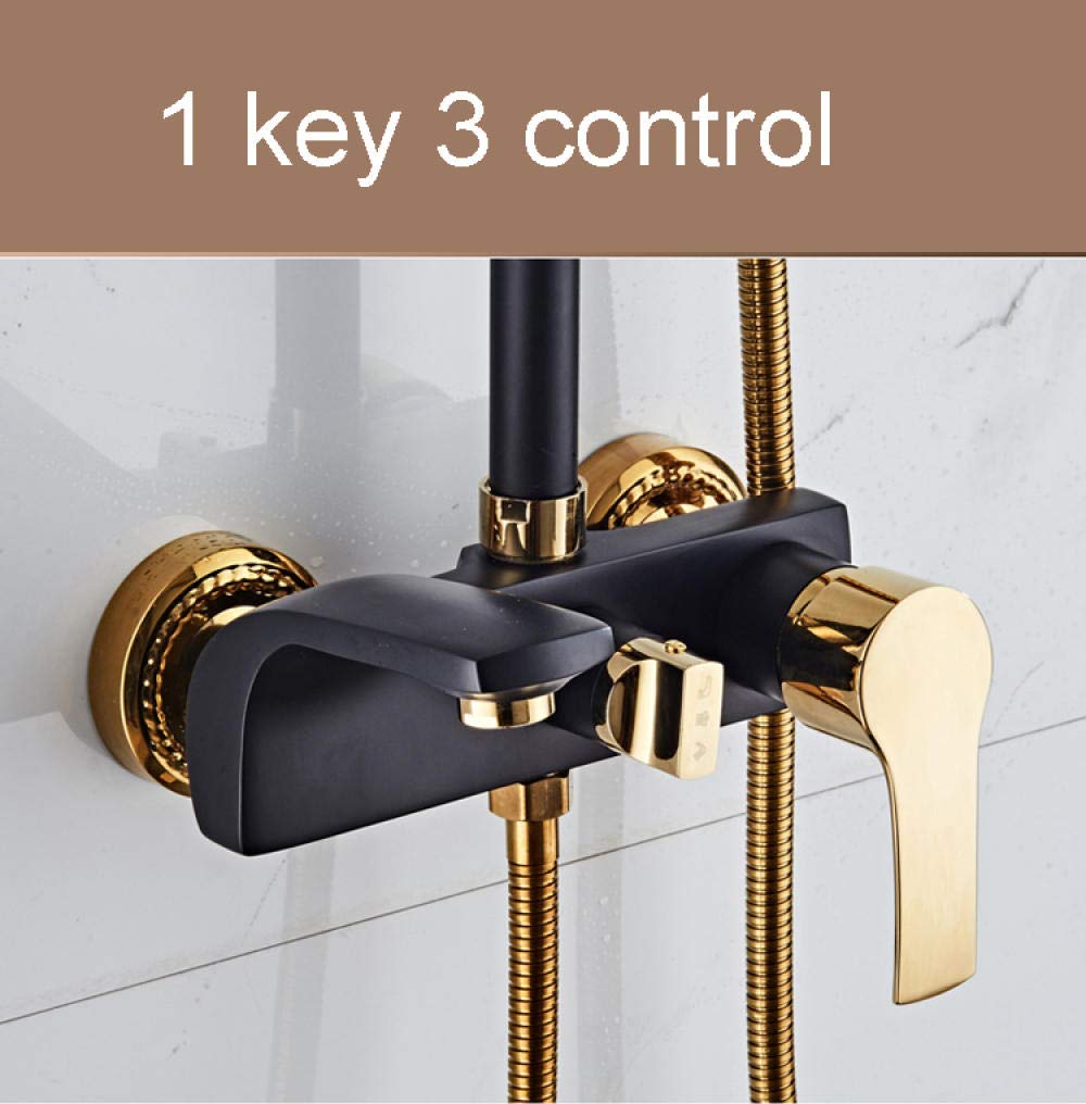 Gold & Bronze Black Shower Faucet Kit - High-End Toilet & Bathtub Faucet Set for Modern Bathroom Decor | Perfect Housewarming Gift for New Homeowners | Ideal for Bathroom Renovation & Spa-Like Shower Experience