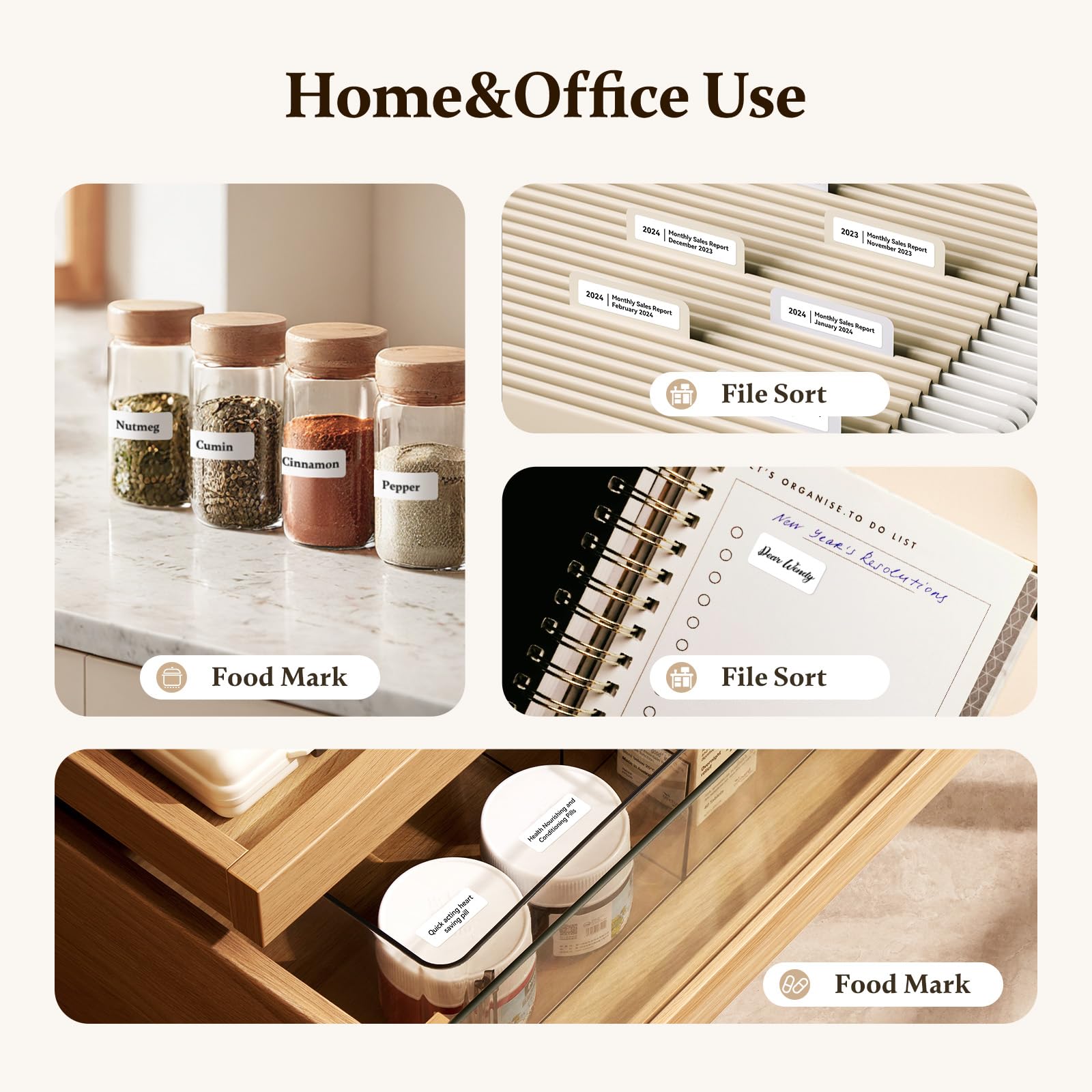 NIIMBOT D11 0.5 Inch Bluetooth Label Maker - 300 DPI Portable Label Printer with Rechargeable Battery (White) - Perfect for Home Organization, Office Filing & Small Business Inventory Management