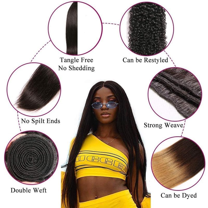 YAREESONG 100% Unprocessed Brazilian Virgin Human Hair Bundles - 3 Bundles 34 Inch Straight Weave Extensions (Natural Black) for Styling, Length & Volume - Perfect for Daily Wear, Parties & Special Occasions