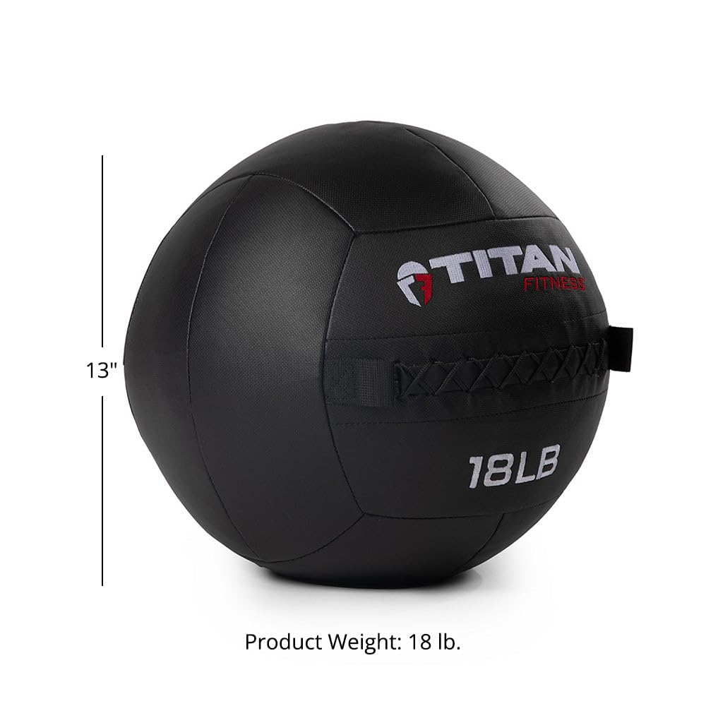 Titan Fitness 18 LB Composite Wall Ball - Soft Shell Poly-Composite Medicine Ball with Non-Slip Cross Texture Grip for Core Training, Full-Body Workouts, CrossFit, Functional Fitness & Home Gym Exercises