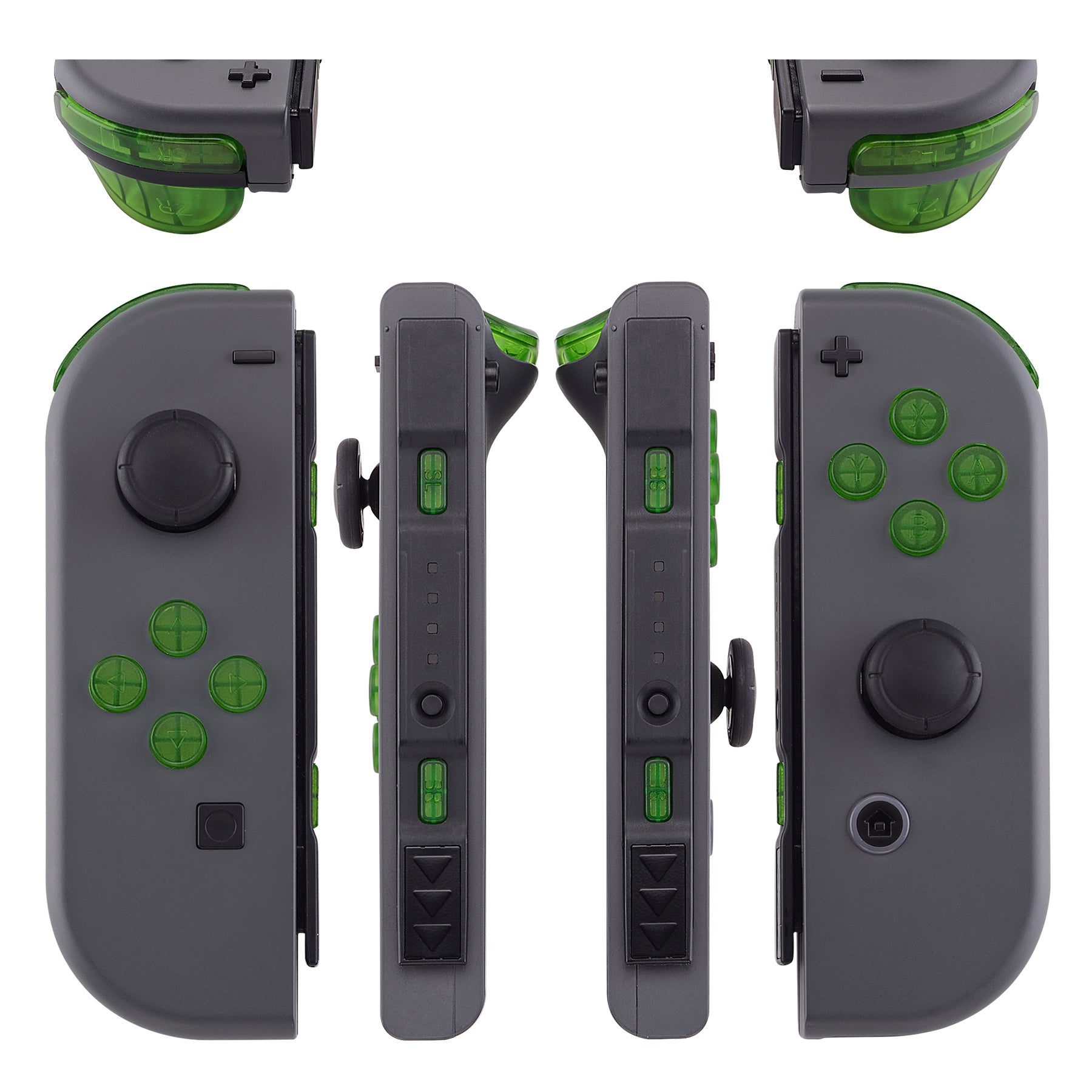 ExtremeRate Clear Green Replacement Buttons & Triggers for Nintendo Switch JoyCon & OLED JoyCon - Full Repair Kit with Tools (Excludes Shell) - Perfect for DIY Controller Repair & Gaming Enhancement
