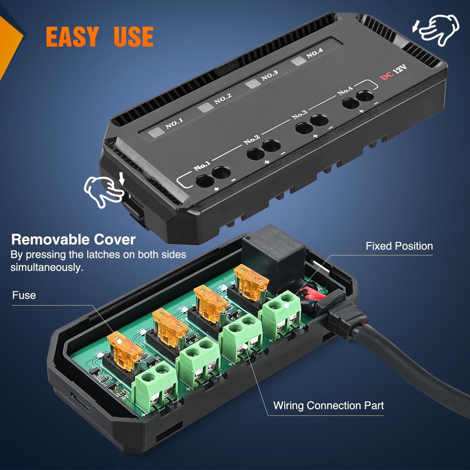 12V Motorcycle Fuse Block with LED Indicator - Waterproof Circuit Protection for Harley, Honda, Yamaha Bikes - Perfect for Motorcycle Electrical System Upgrades & Custom Wiring