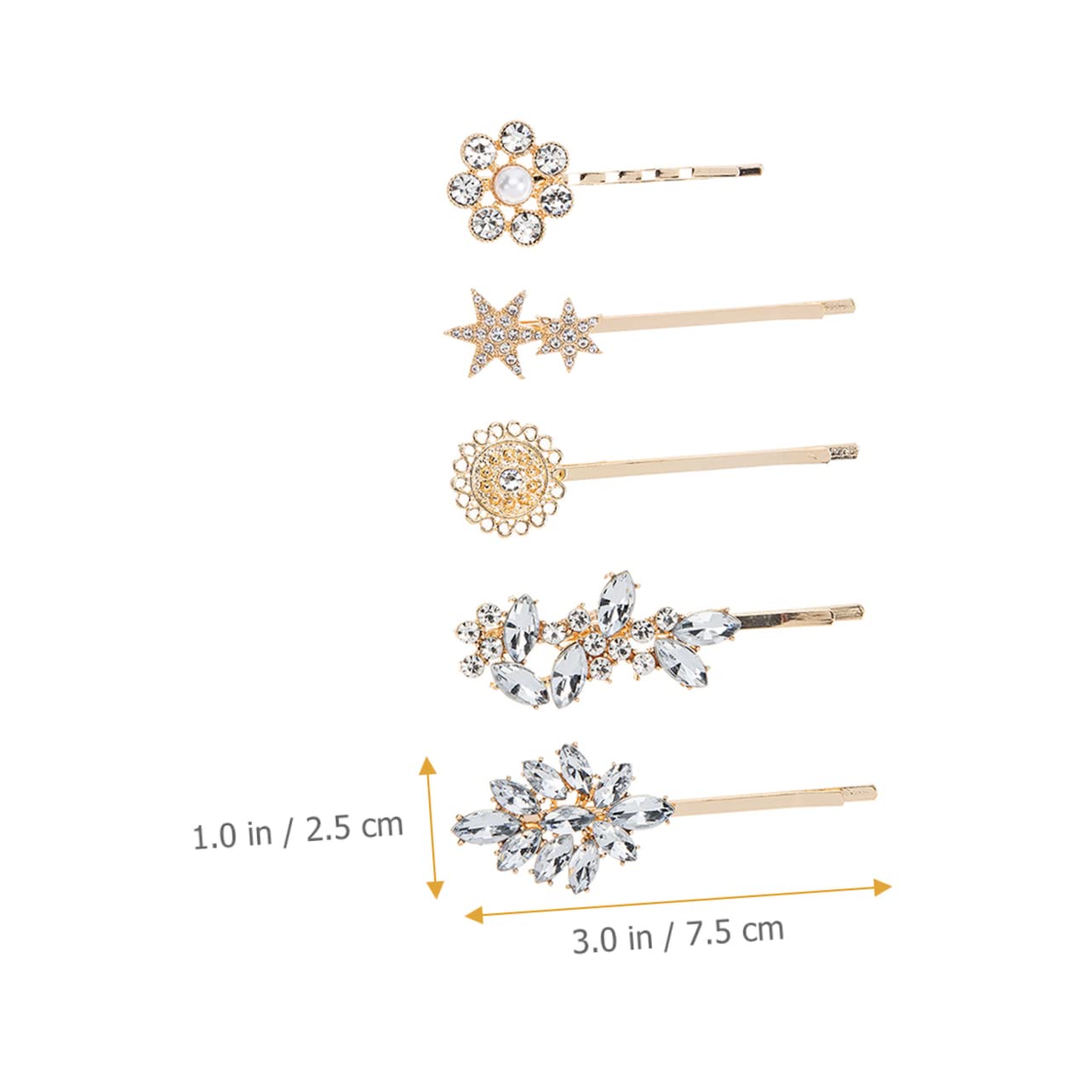 Elegant Women's Diamond Hair Clips Set - 2 Pack Star & Leaf Hairpins, Sunflower Crystal Barrettes for Wedding, Party & Everyday Use