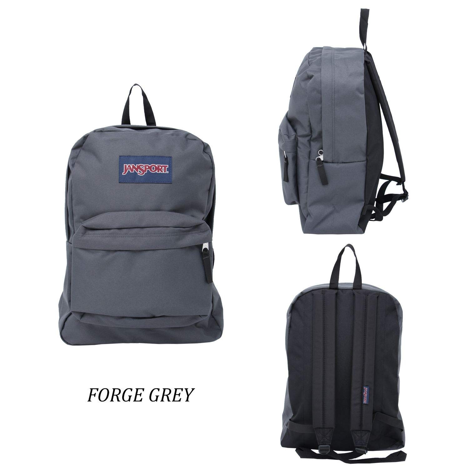 JanSport SuperBreak One Backpack - Durable & Lightweight School Backpack with 1 Main Compartment & Front Utility Pocket | Built-in Organizer | College Backpack for Students | Perfect for School, Travel & Everyday Use (Forge Grey)