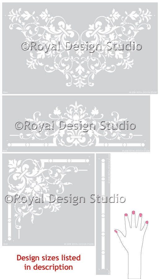Victorian Ceiling Stencil Set - 12 Reusable Decorative Painting Templates for Home Decor, DIY Wall & Ceiling Design - Perfect for Bedroom, Living Room, and Vintage Style Interior Renovation