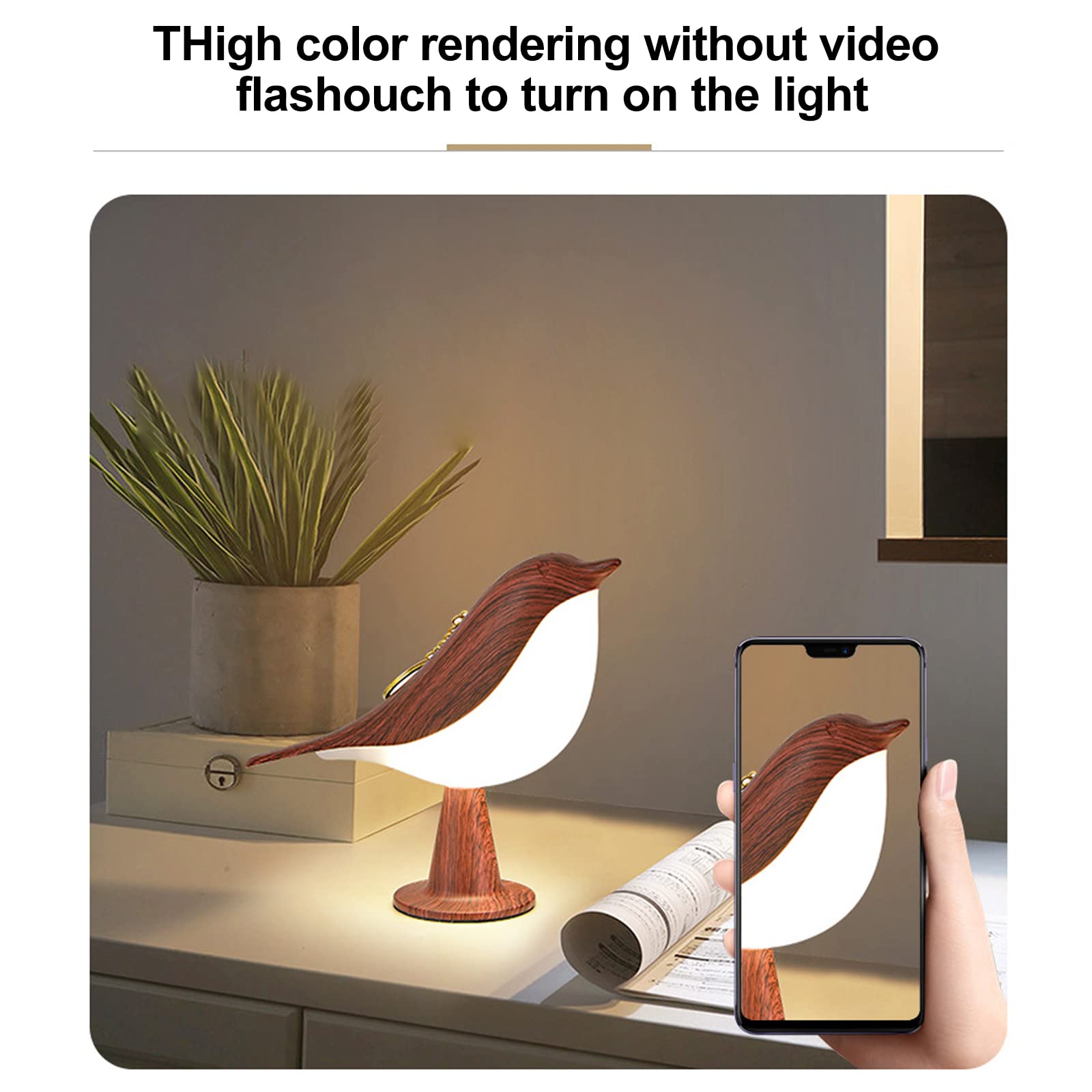 BestAlice Mahogany LED Table Lamp - 3-Way Dimmable Aroma Diffuser with USB Port, Modern Bird Night Light for Bedroom, Living Room & Home Office - Perfect for Relaxation, Reading & Aromatherapy