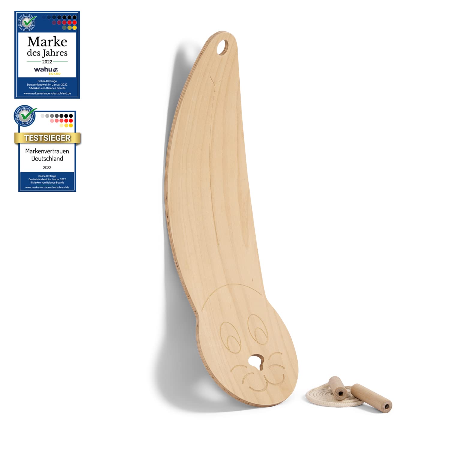 WAHU Wooden Balance Board - Rocker Roller Surf Balance Board for Kids & Adults - 100% Natural Wood - Improve Balance & Core Strength - Perfect for Surf Training, Yoga & Fitness at Home