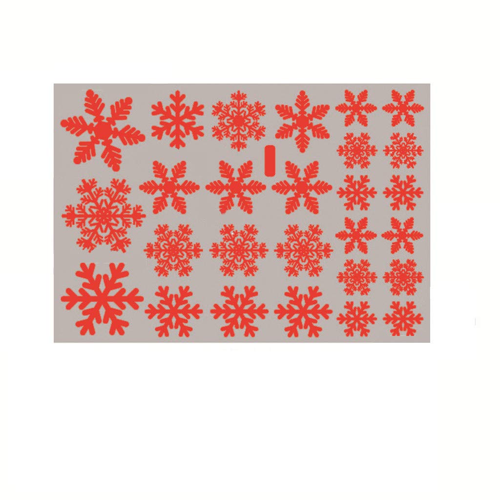 McKellogg Christmas Snowflake Window Clings - 2Pc Red Holiday Stickers for Glass Decorations | Perfect for Christmas Party, New Year Celebration & Winter Home Decor