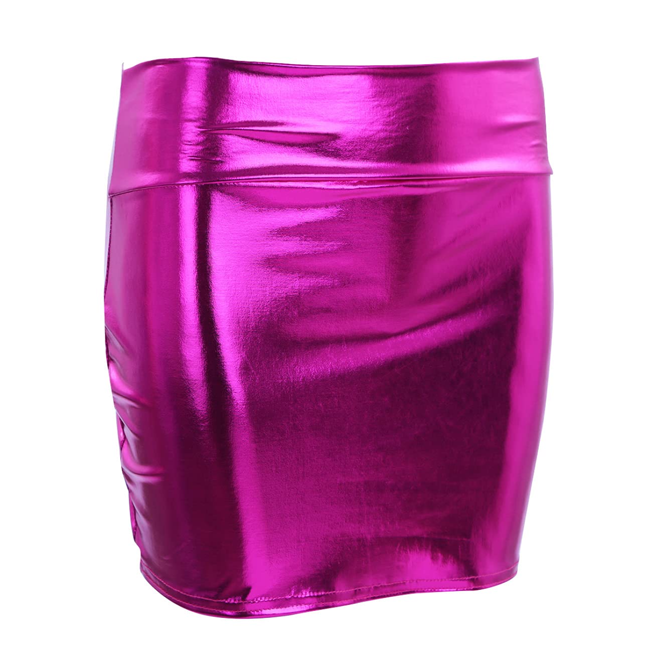 Women's Shiny Metallic Liquid Mini Skirt - Sexy A-Line Party Skirt for Night Out, Clubwear & Cocktail Dresses | Perfect for Clubbing, Date Nights & Special Occasions