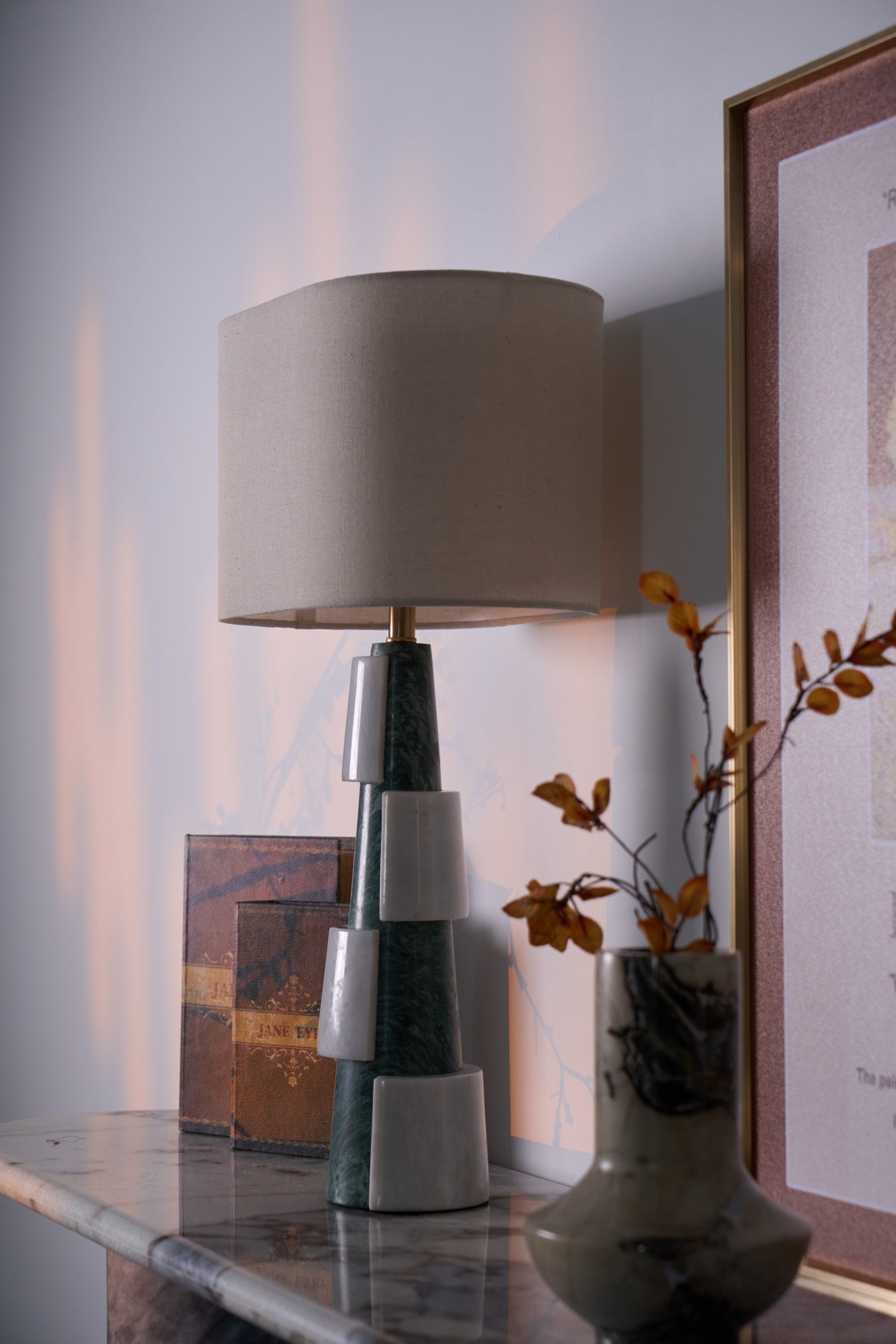 Elegant Duomo Marble Table Lamp - Modern Home & Office Decor - Perfect for Bedroom, Living Room, and Workspace Lighting