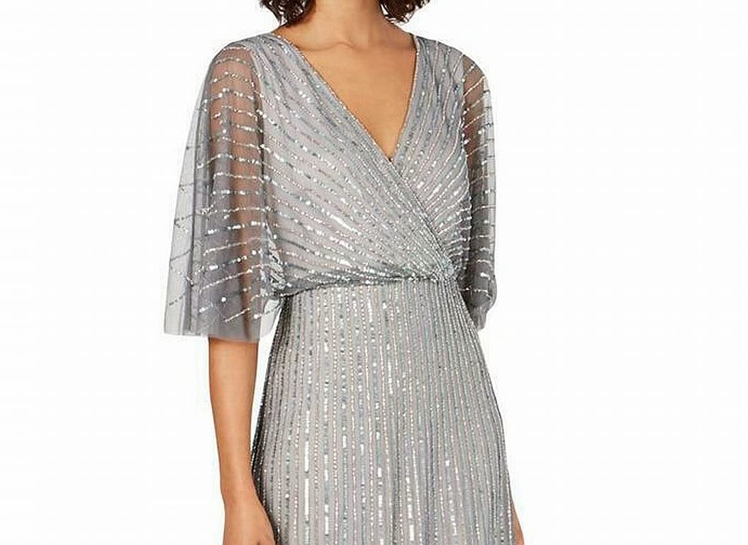 Adrianna Papell Women's Sequin V-Neck Flutter Sleeve Cocktail Dress - Perfect for Evening Parties, Weddings & Special Occasions