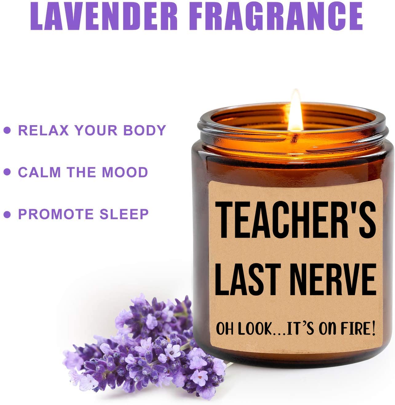 Teachers Last Nerve Candle - Best Funny Teacher Gift with Scented Wax for Classroom, Office & Home - Teacher Appreciation, Retirement & Thank You Present - Relaxing Aromatherapy Candle for Educators