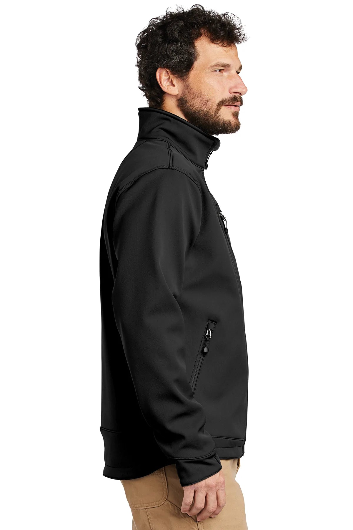 Carhartt Crowley Men's Soft Shell Jacket - Waterproof Windproof Fleece Lined Winter Coat for Outdoor Work & Hiking - Black