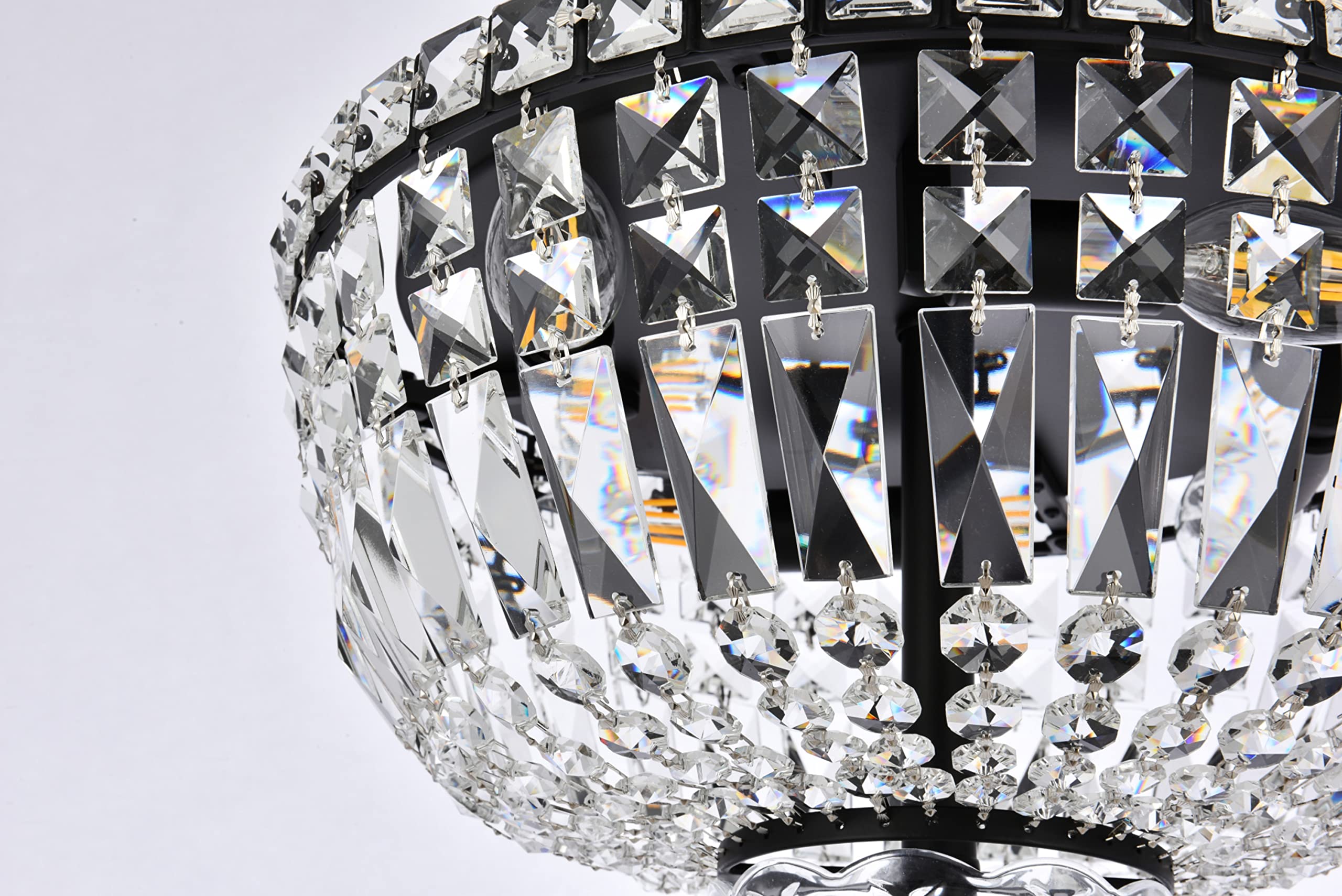 Elegant 4-Light Crystal Chandelier - Chrome Flush Mount Ceiling Light with Clear Royal Cut Crystals | Perfect for Dining Room, Bedroom, or Entryway Lighting
