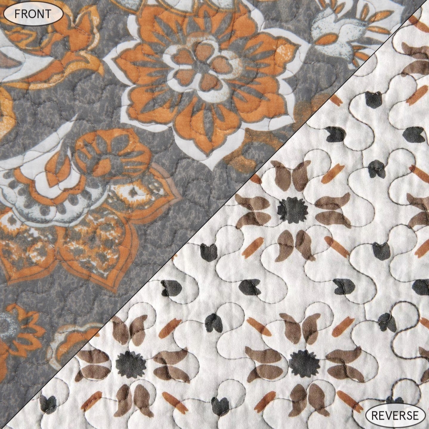 Abbie Western Paisley Reversible Quilt Set - Queen Size Bedding with Floral Design - Perfect for Farmhouse, Boho & Country Style Bedrooms