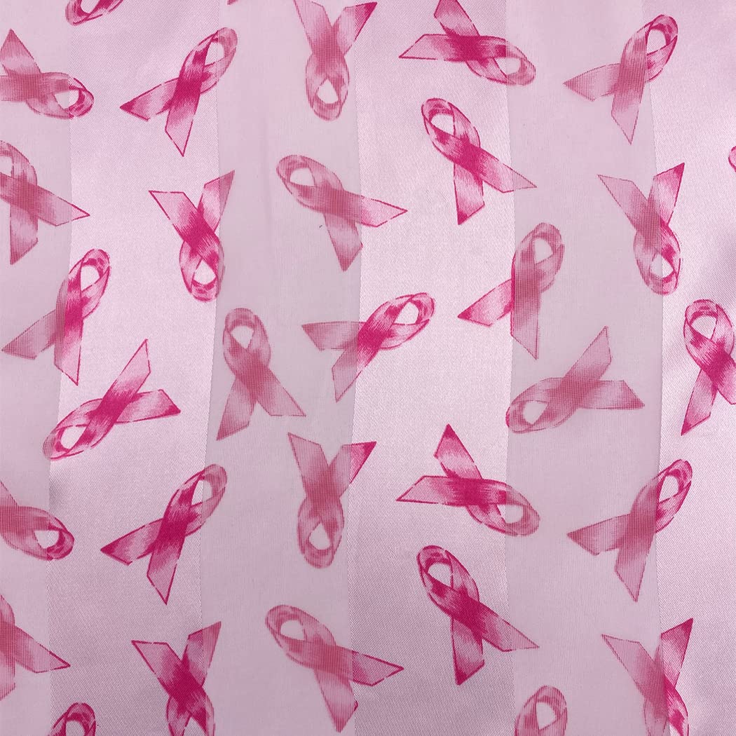 Rosemarie & Jubalee Women's Lightweight Satin Striped Pink Ribbon Scarf - Breast Cancer Awareness Fashion Accessory, 60 Inch - Perfect for Charity Events, Fundraisers and Everyday Wear