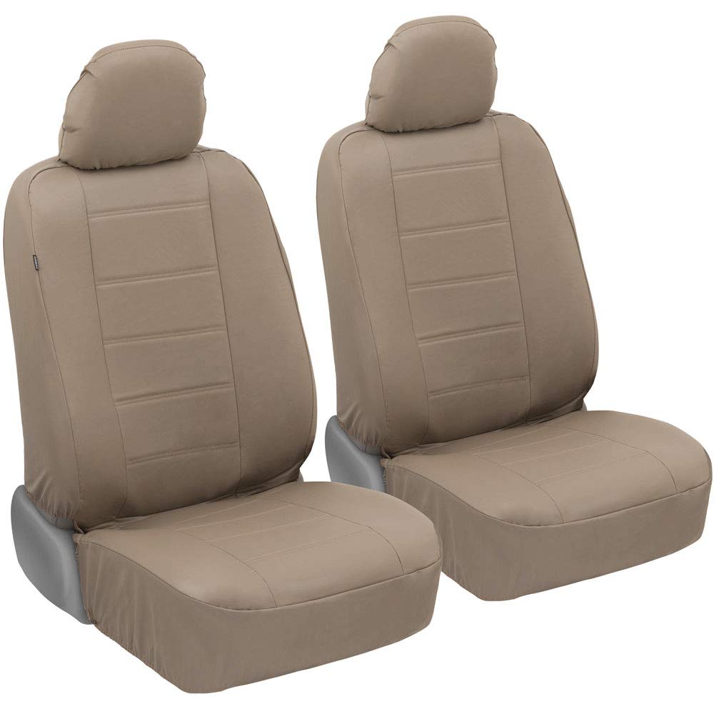 Premium Faux Leather Car Seat Covers - Universal Fit for Cars, Trucks & SUVs | Front Seat Only | Soft Padded for Comfort & Durability | Beige | Perfect for Daily Commute, Road Trips & Vehicle Protection