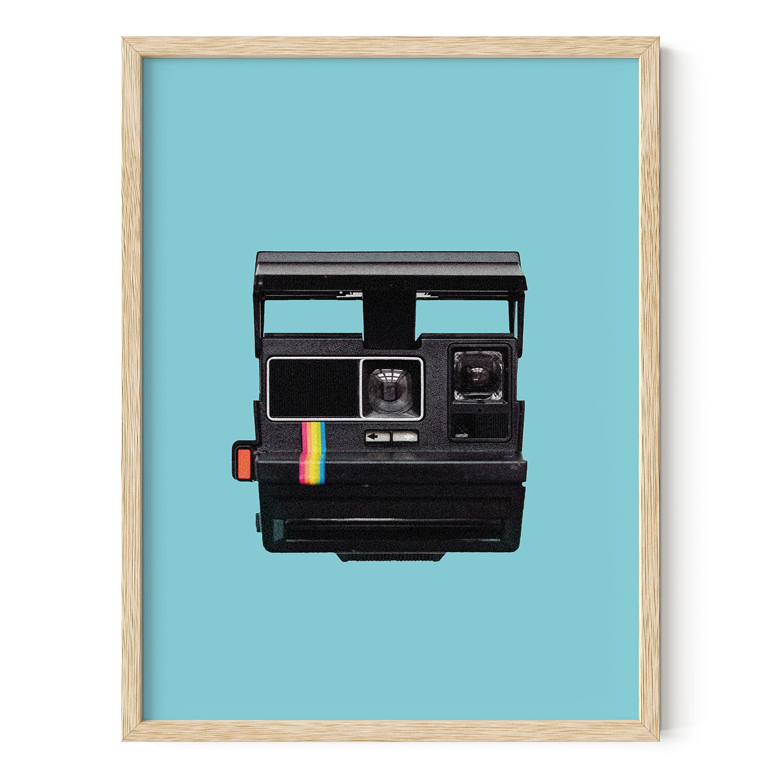 Vintage Camera Wall Art - HAUS AND HUES 12x16 Beige Framed Poster for Indie Room Decor, Home Office & Bedroom Aesthetic | Retro Photography Print for Living Room, Dorm & Studio Wall Decor