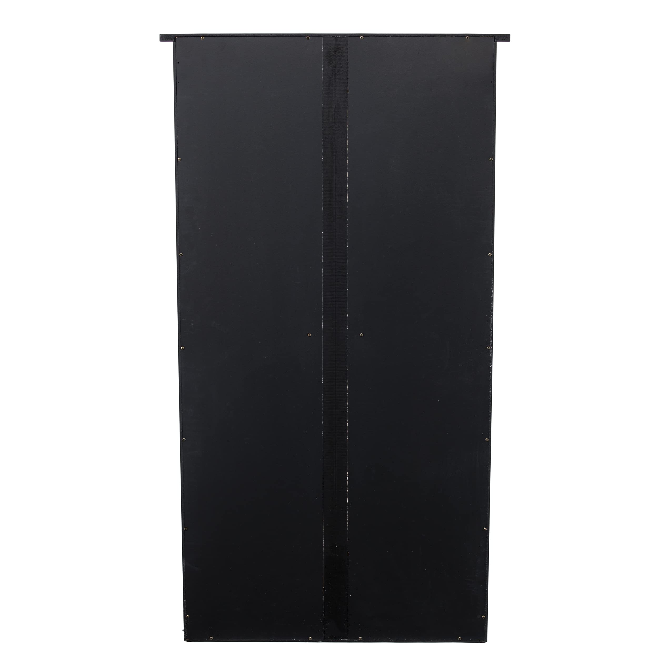SEI Furniture Black Window Pane Media Cabinet - Modern TV Stand with Storage for Living Room, Bedroom & Home Theater