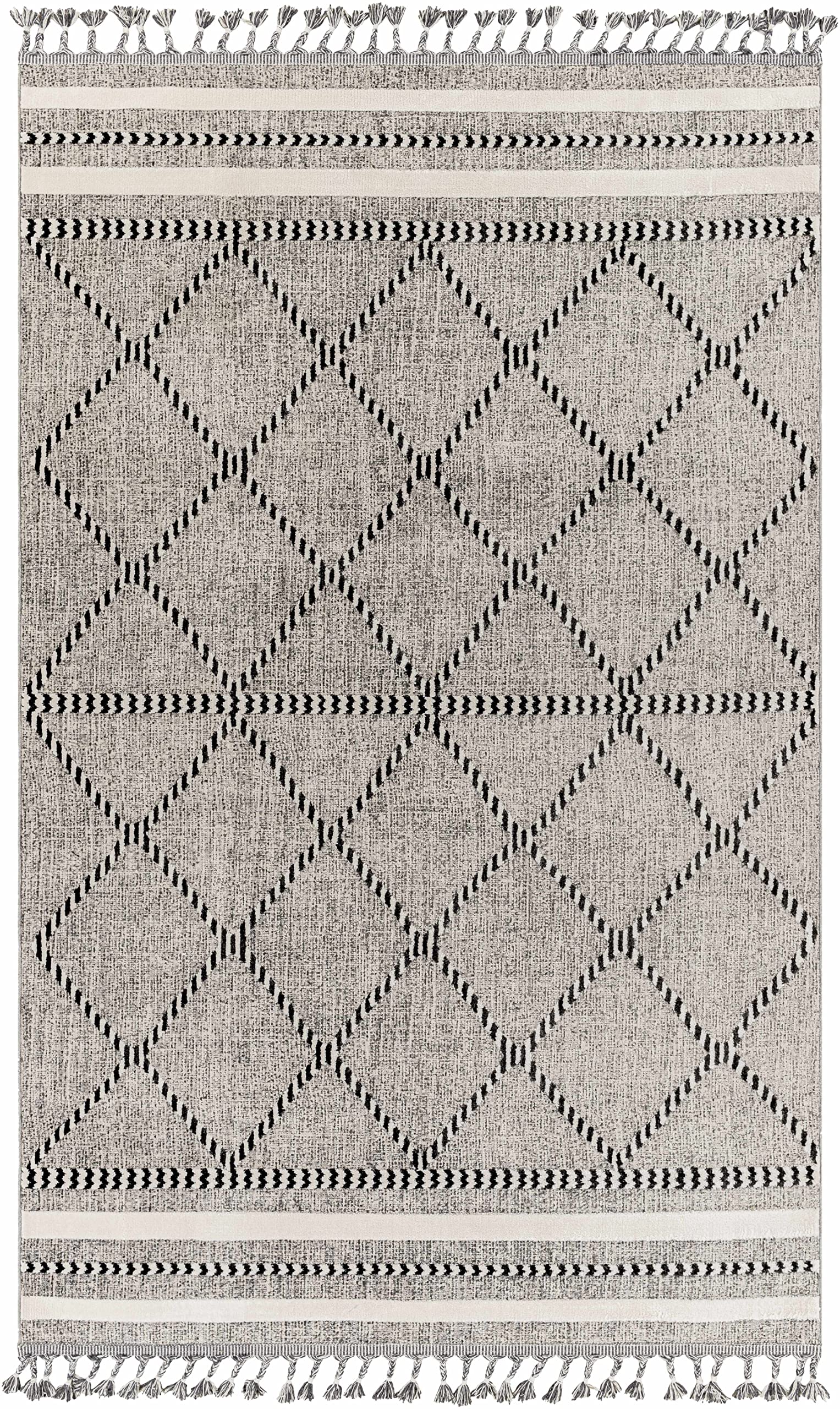 Hauteloom Alev Bohemian Transitional Area Rug - Cream, Medium Gray, Charcoal - 3'11